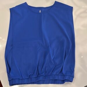 Free People Blue Boxy Open Side Workout top